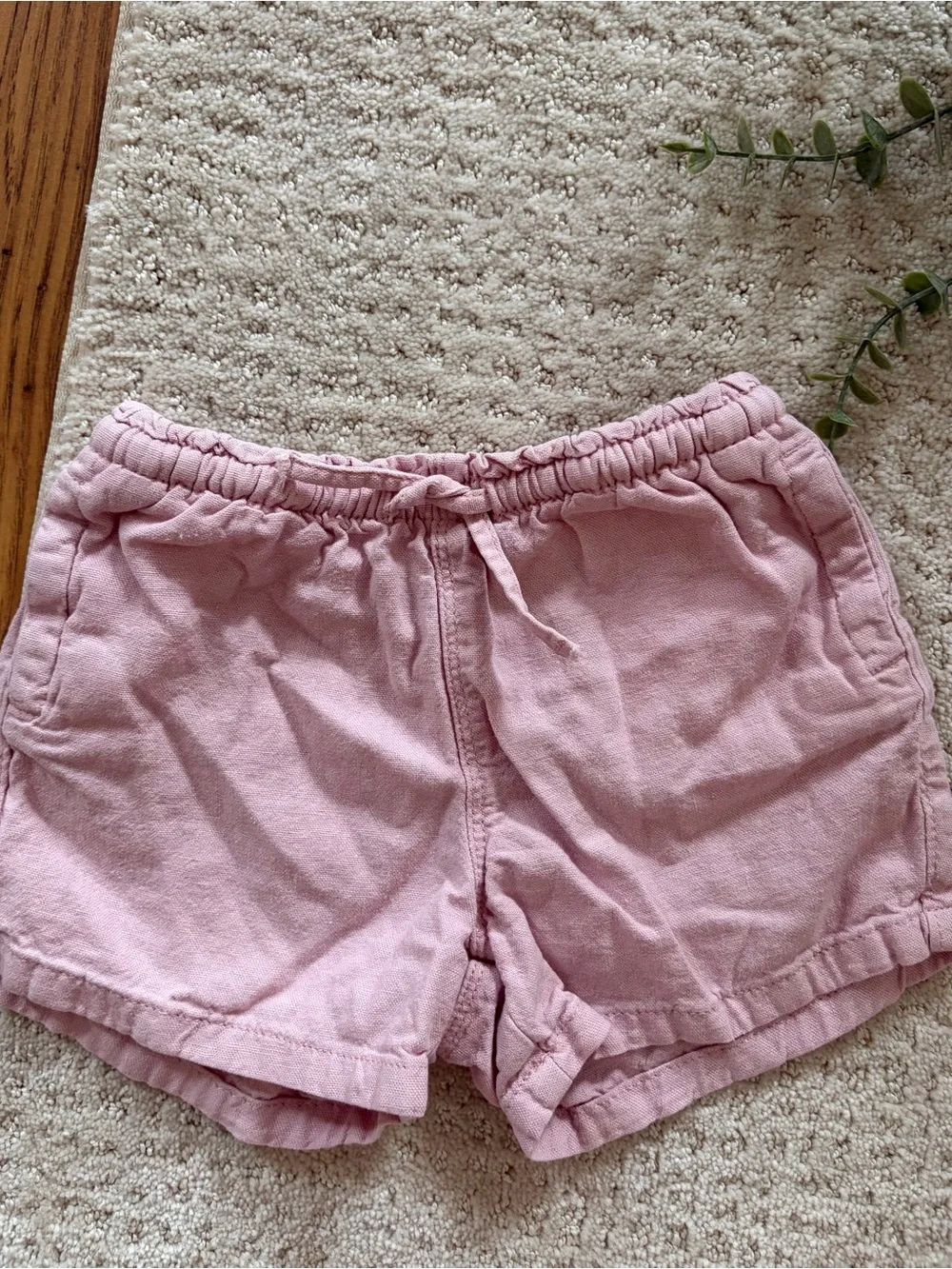 Toddler Old Navy Light Pink Elastic Drawstring Linen Shorts